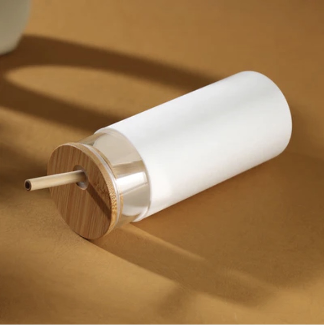 Glass Tumbler with Bamboo Lid & Straw