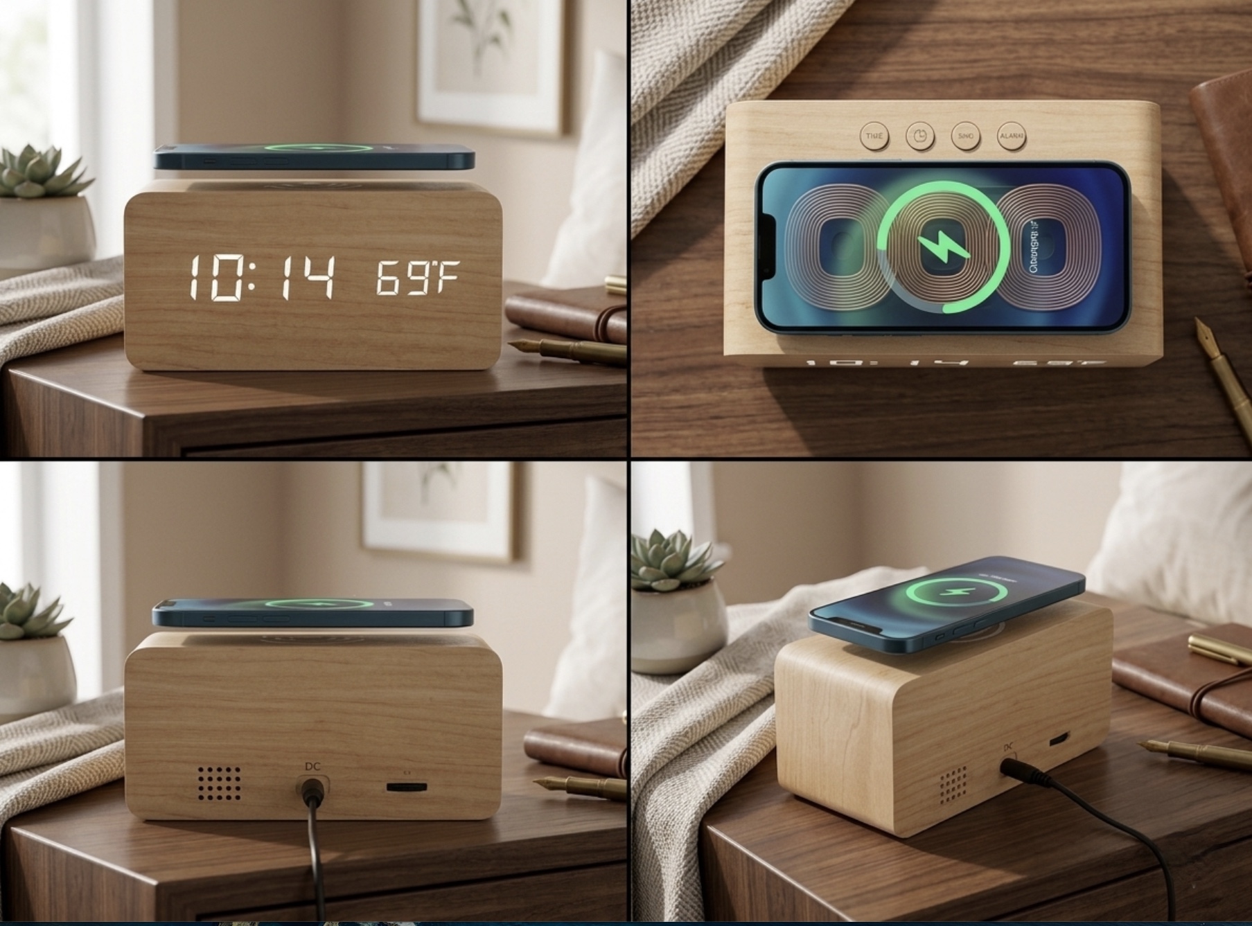 Mason Wireless Charging Clock