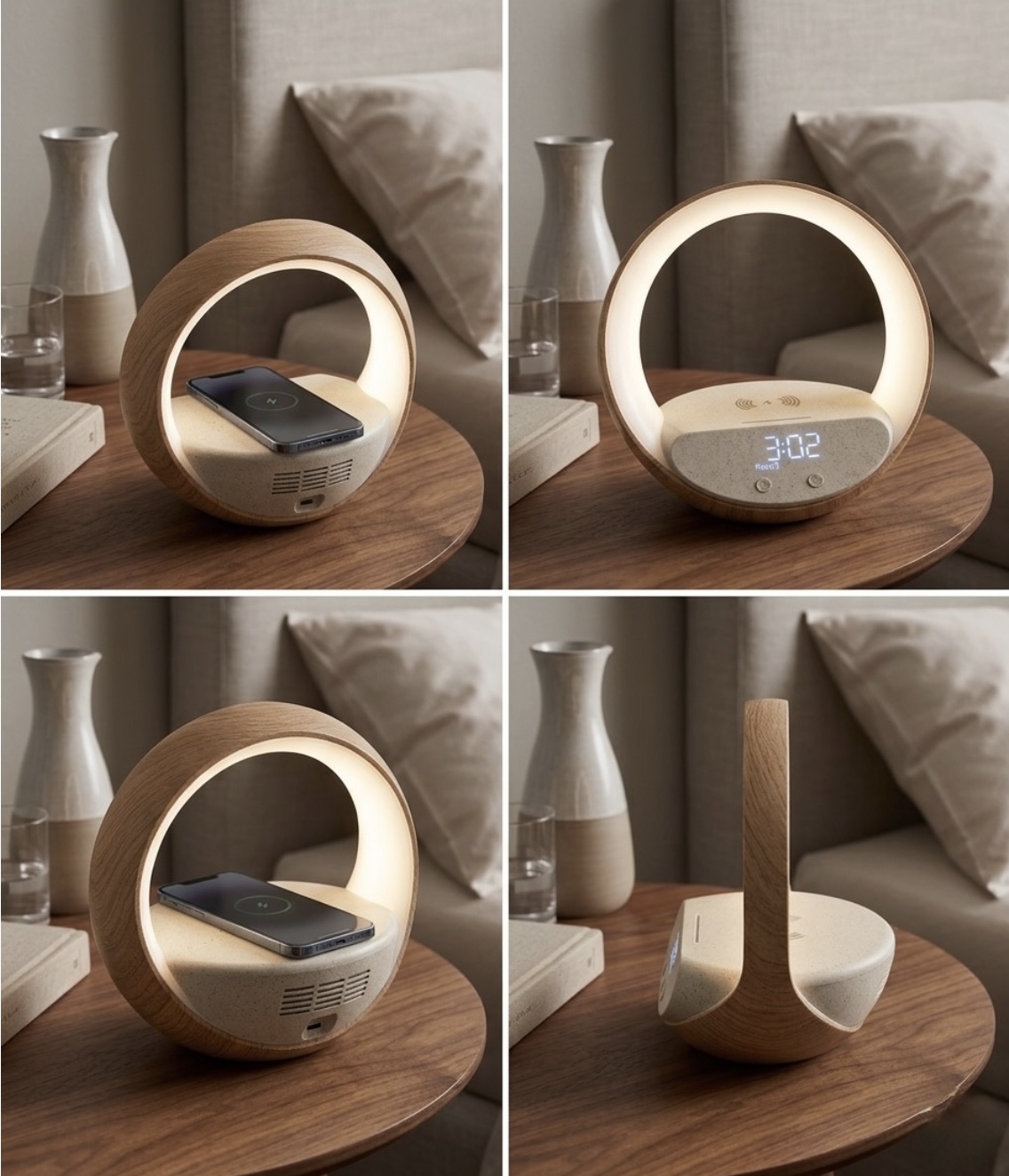 Halo Charging Clock Lamp