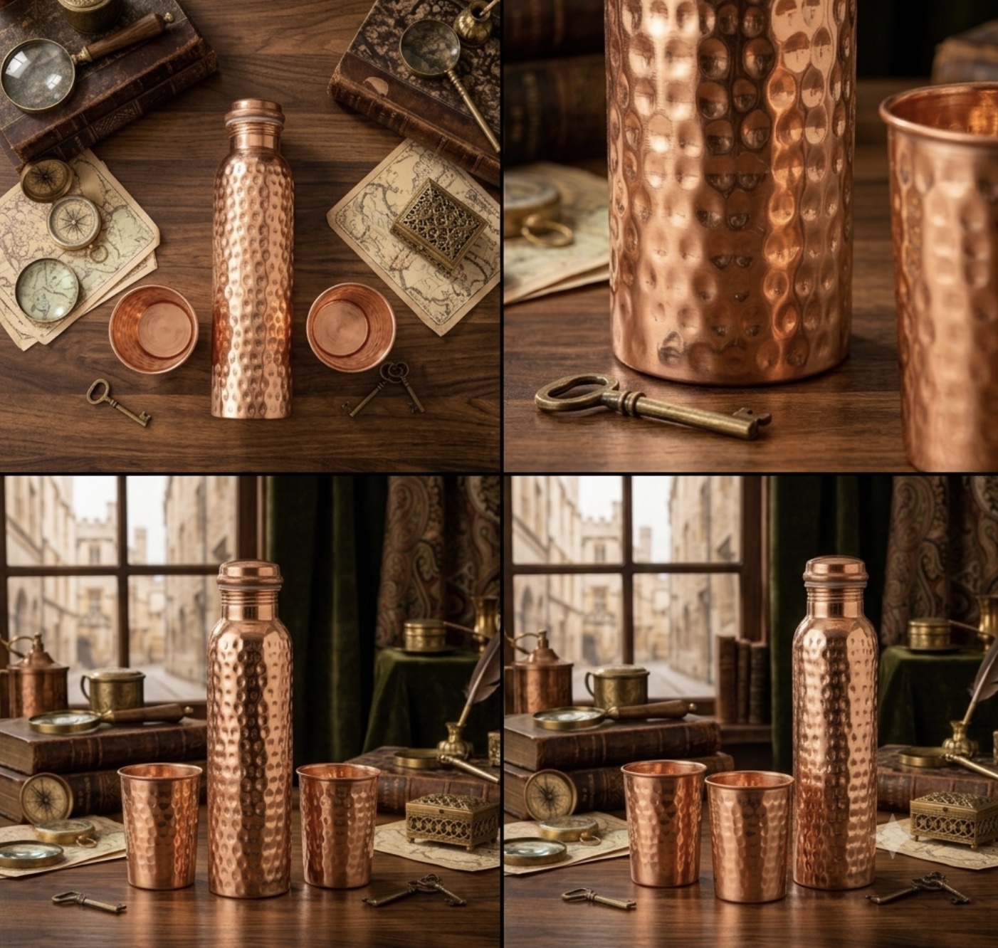 Classic Hammered Copper Hydration Set