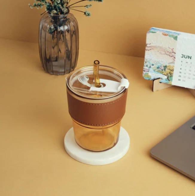 Leather grip mug