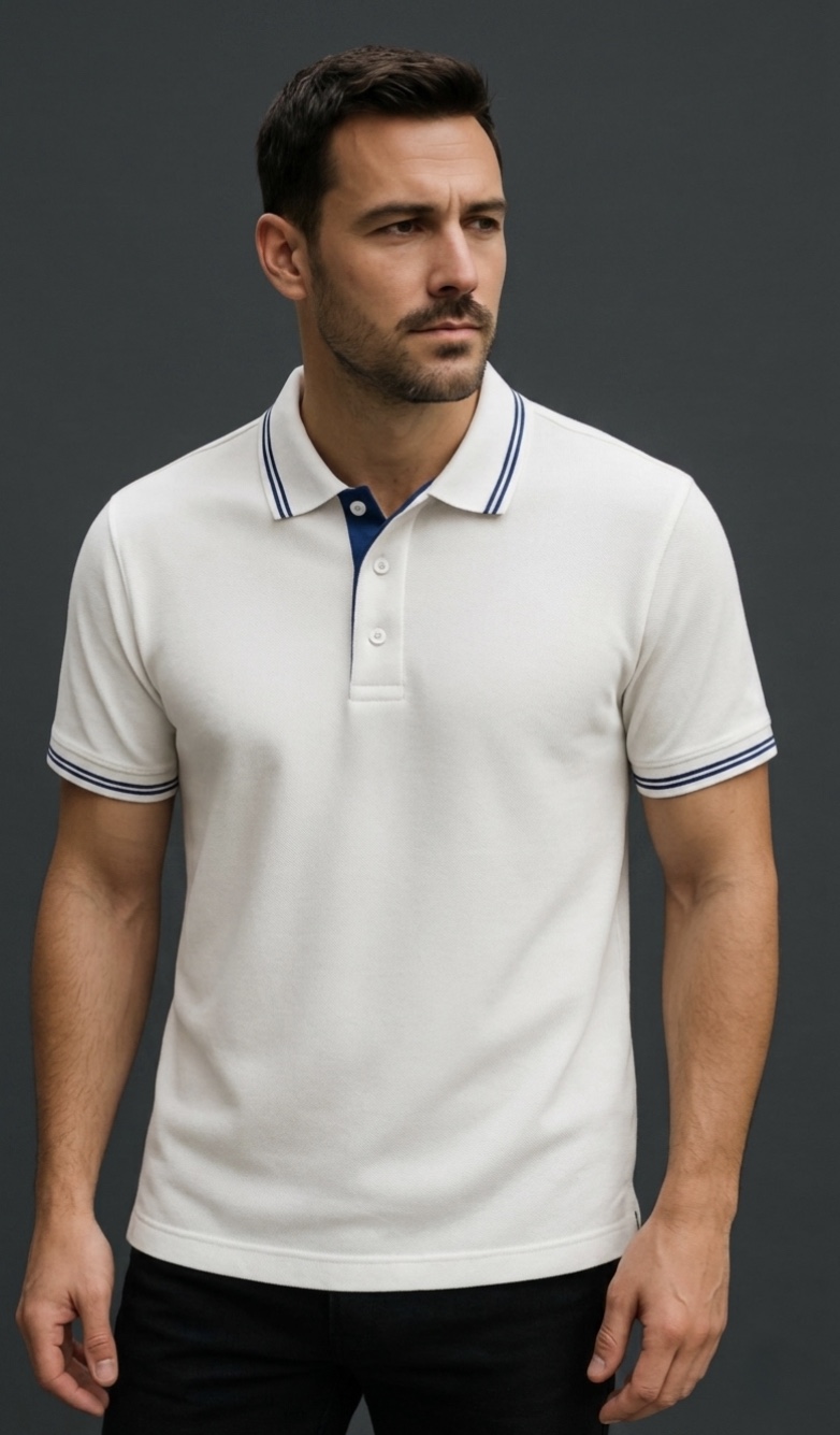 Tipping white polo Tshirt 240 GSM