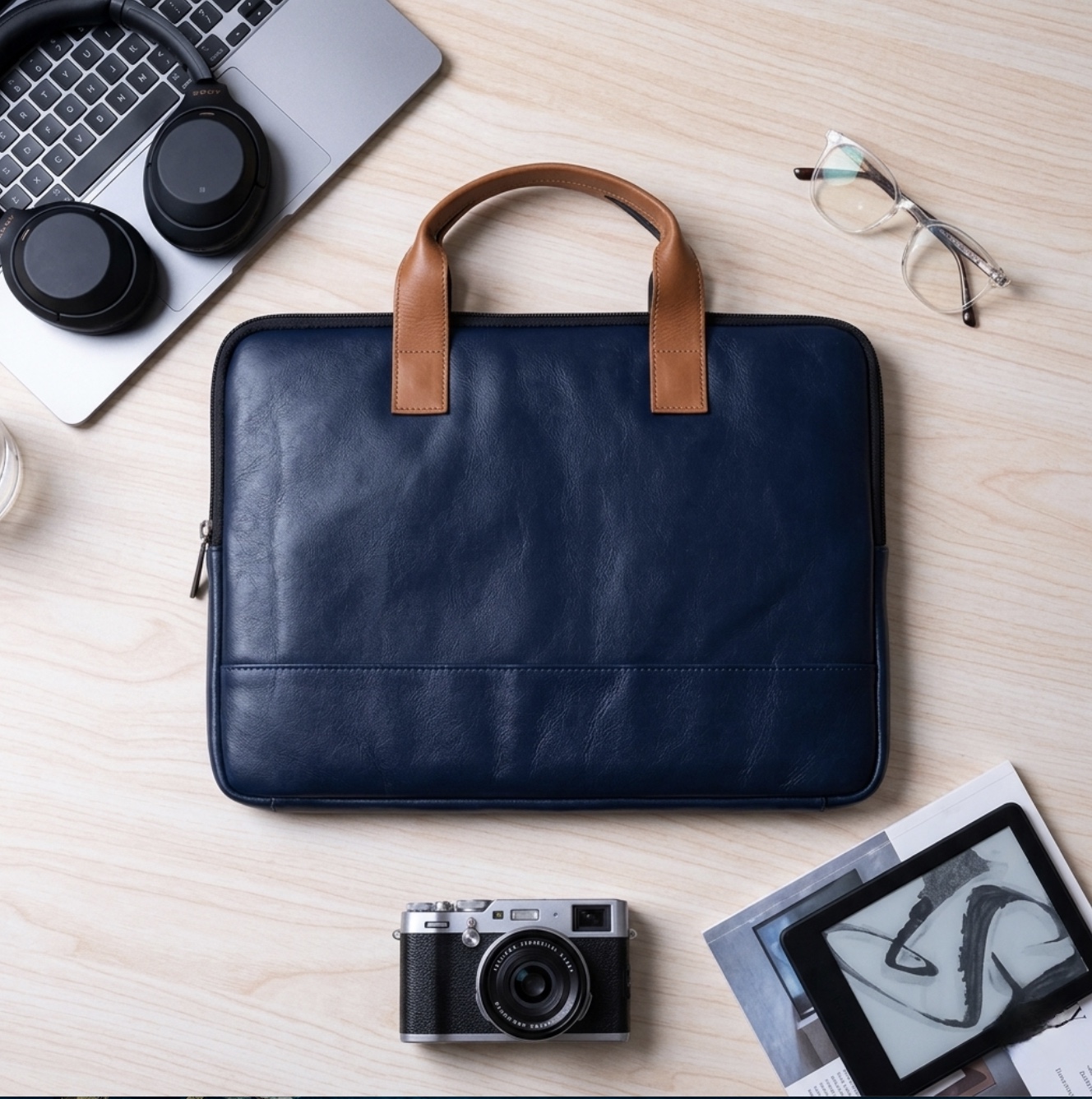 Executive Leather Laptop Briefcase