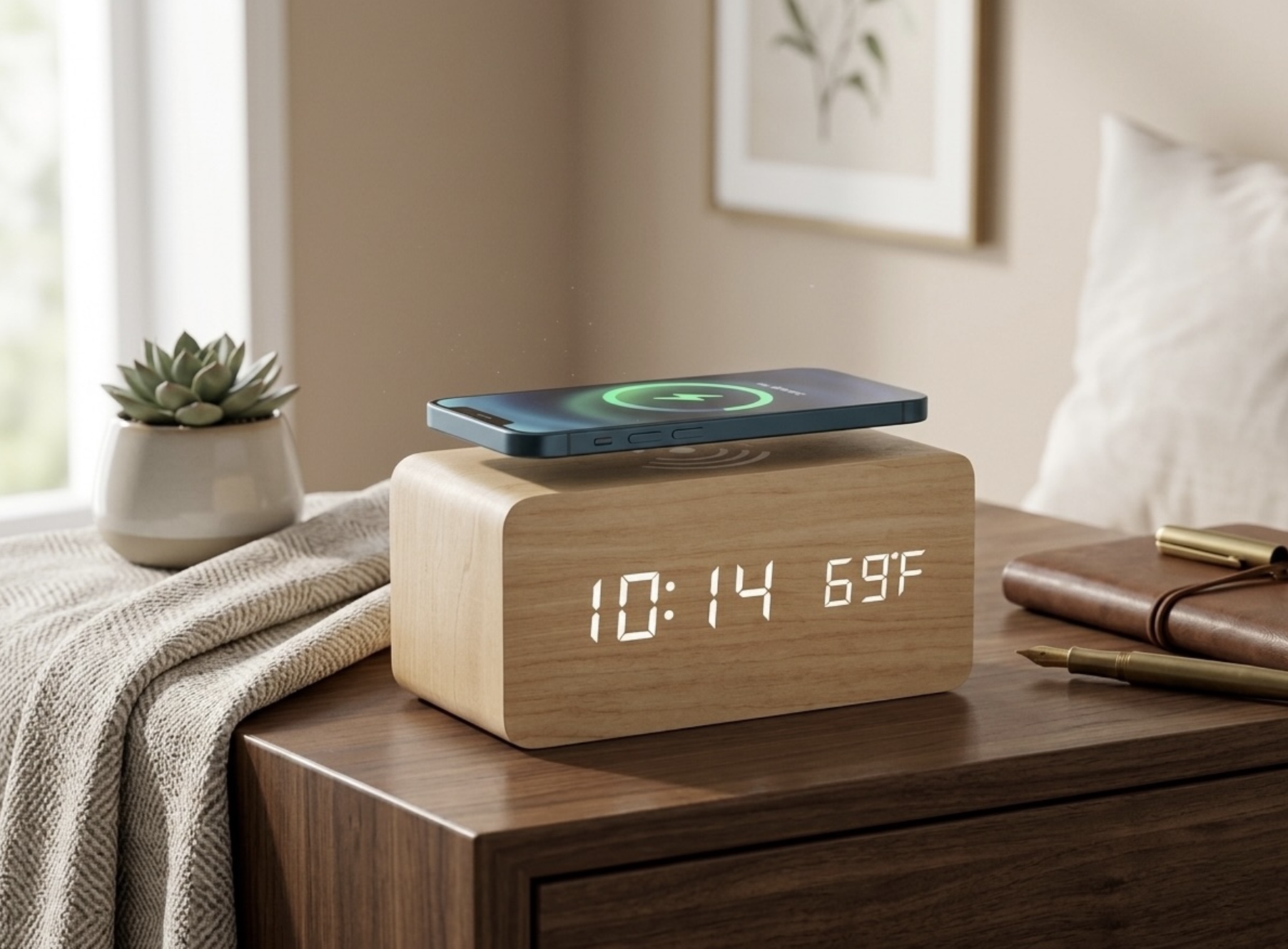 Mason Wireless Charging Clock