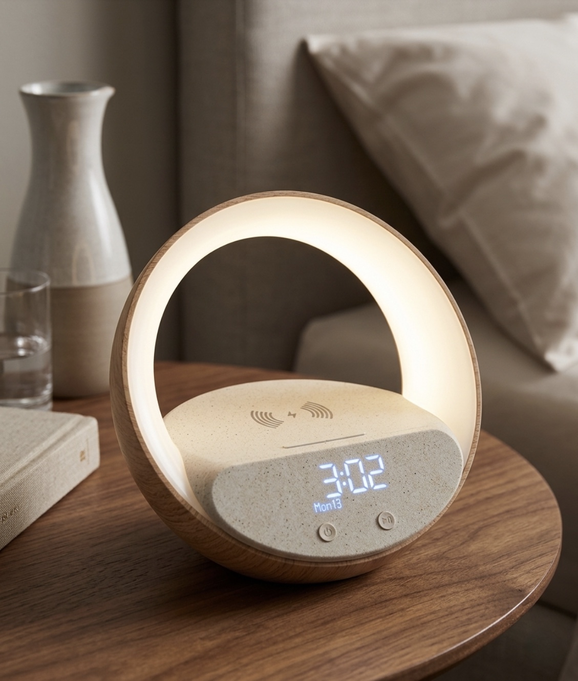 Halo Charging Clock Lamp