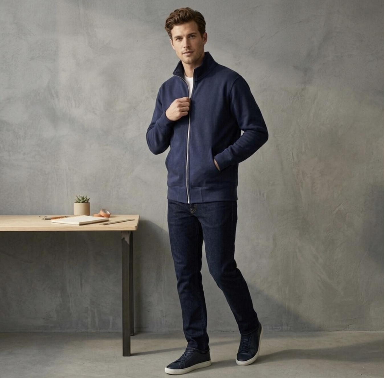 Signature Mock Neck Zip-Jacket