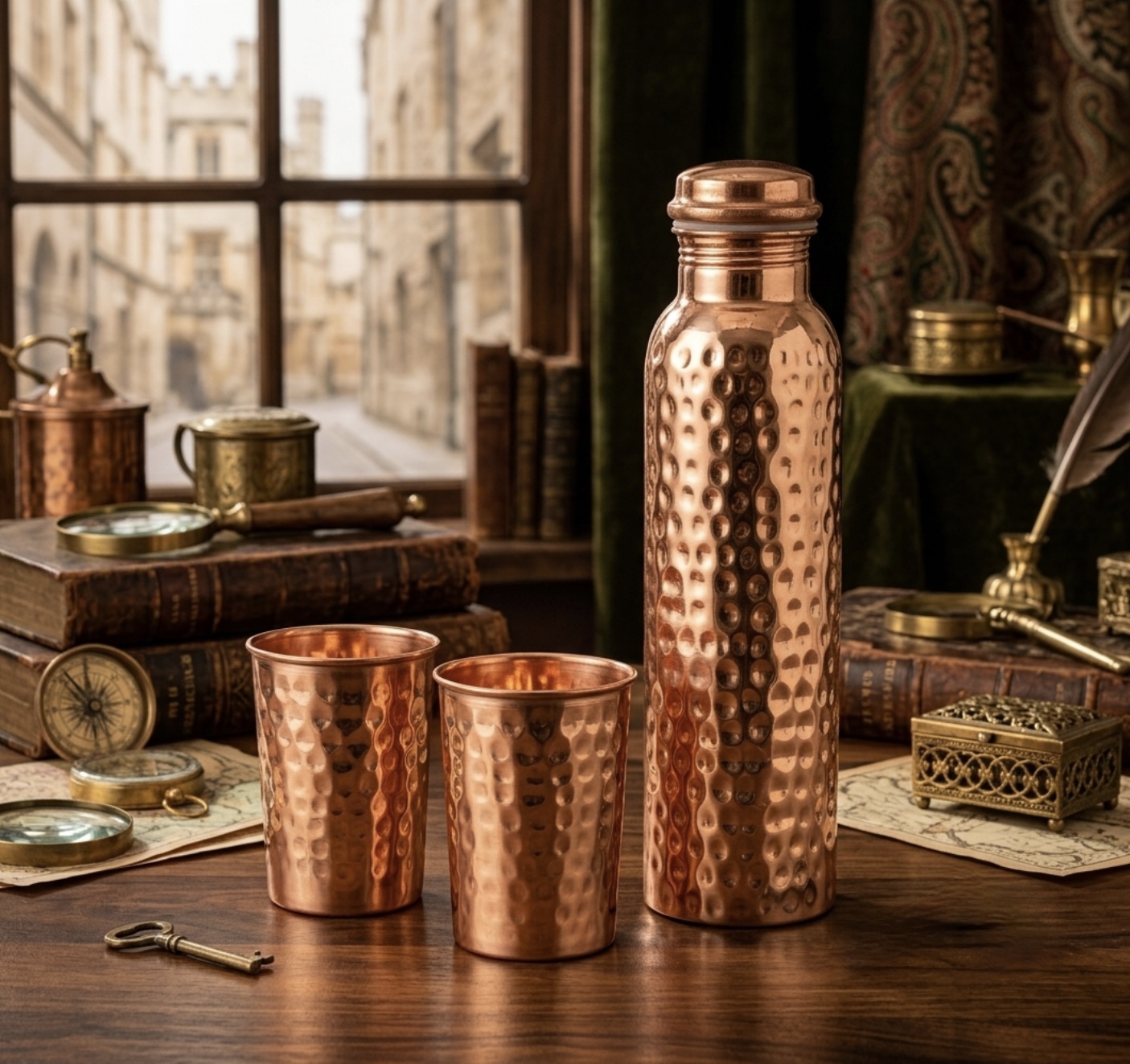 Classic Hammered Copper Hydration Set